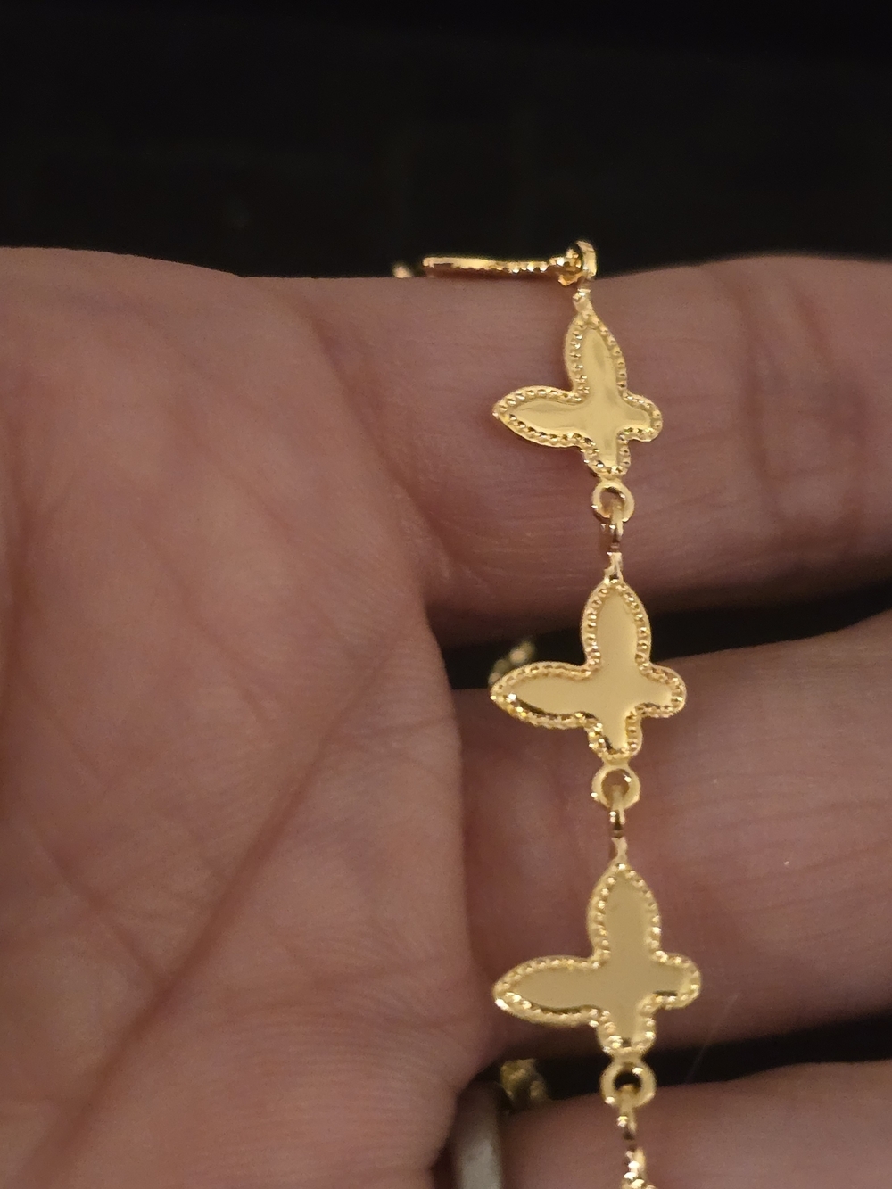 22kgp Dubai Jewelry Gold Butterfly Link Anklet View 3